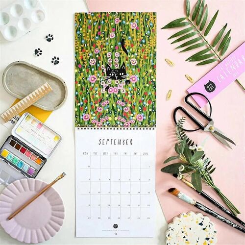 2024 Chats Dans L'art Calendrier Mural - 12 Mois Premium Planner Cadeau 2024 Calendrier Jardin 2024
