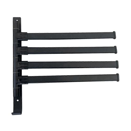 Porte-serviettes pivotant, porte-serviettes noir avec porte-serviettes à 4 bras, porte-serviettes antirouille pour salle de bain 180
