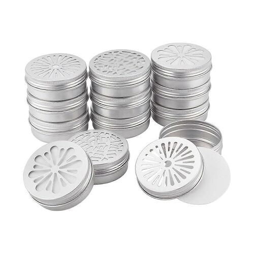 12pcs boîtes en aluminium 3 style récipient rond 2 onces boîtes vides avec couvercles creux Épice rechargeable C