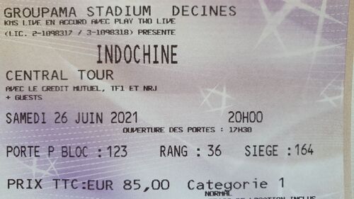 Billet Assis Indochine Lyon