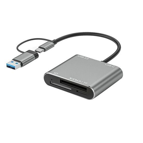 Lecteur de carte mémoire USB 3.0 5 en 1 Adaptateur de lecteur de carte USB-C vers TF SD XQD pour 15 Pro/Max Pro/Air 2023