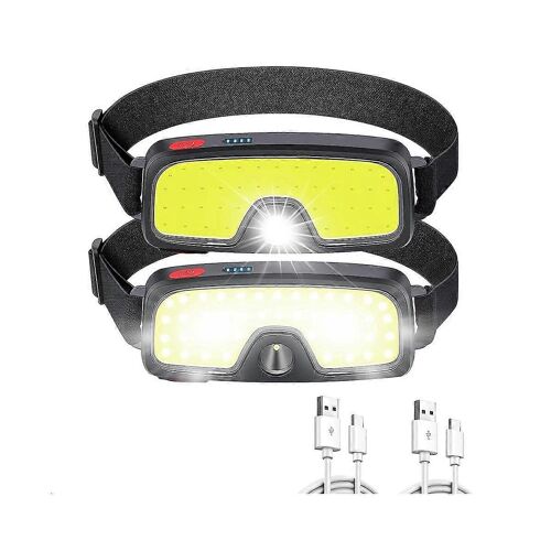 Lampe Frontale Rechargeable, 5 Modes D'éclairage, Lumière Étanche, Adaptée À L'extérieur, À La Course, À La Pêche, Au Camping (2 Paquets)