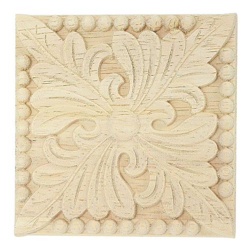 Appliques En Bois Naturel Cartouches Carrées De Sculpture De Fleurs Moulures Décoratives En Bois Pour Porte D'armoire Fu