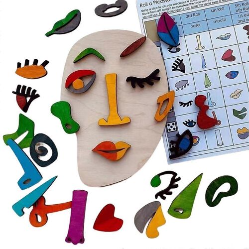 Puzzles en bois, 26 parties Puzzle d'art moderne, Jouet de tige éducatif Colorful Face Art - Enfant en bois