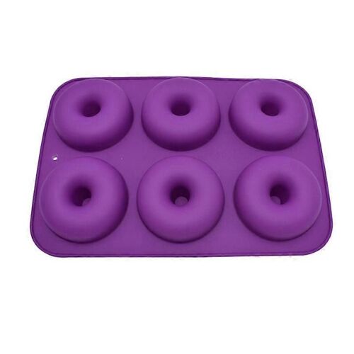 Six Treillis Multicolore Beignet Outil De Cuisson Moule À Gâteau De Cuisine Moule À Beignet En Silicone De Couleur Vive Moule-Violet Foncé