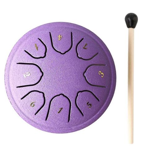 Tambour De Pluie Pour L'extérieur Tambour De Langue D'acier, 8 Notes 4,5 Pouces Chakra Réservoir Tambour Acier Percussion Rembourré Maillets Violet