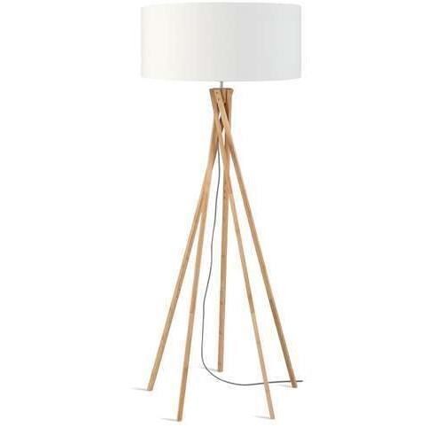 Lampadaire Kili Bambou Abat Jour Blanc Blanc