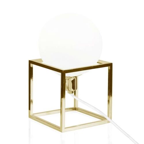 CUBE-Lampe à poser Verre/Métal H24cm laiton doré poli Globen Lighting | designé par Patrick Hall