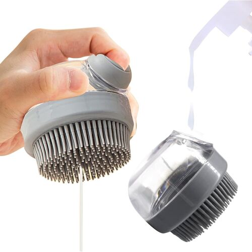 Gris - Brosse De Bain Pour Chiens Et Chats - Brosse À Bulles En Silicone Souple Pour Chiens Et Chats - Brosse À Shampoing Pour Animaux De Compagnie - Brosse De Massage Apaisante Pour Chiens