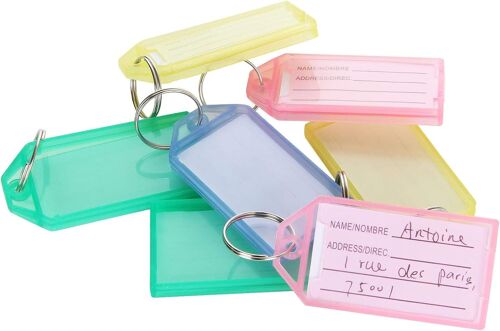 120 Porte-Clés (Couleurs Mélangées), Porte-Clés Bagage En Plastique Avec Anneau En Acier Inoxydable, Fenêtre Pour Changer Le Contenu.