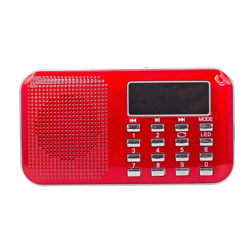 L-218AM Portable Multi Band Digital Auto Radio Radio FM Am Pocket Radio avec Mini Haut-Parleur Lecteur MP3 (Rouge)