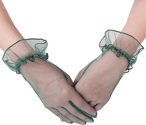 Vert Foncé - Gants Courts Pour Femmes Pour Les Bals De Fin D'année, Les Goûters Et Les Mariages