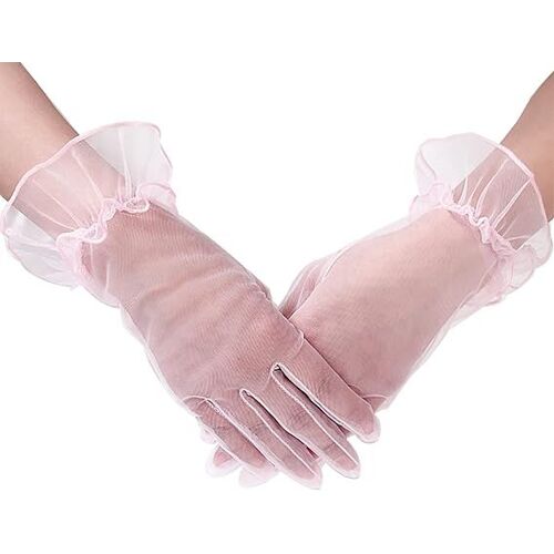 Rose - Gants Courts Pour Femmes Pour Les Bals De Fin D'année, Les Goûters Et Les Mariages