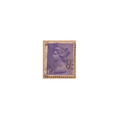 Timbre Oblitéré Royaume Uni, Reine Elizabeth I I, Profil Gauche Sur Fond Violet, 0,5d