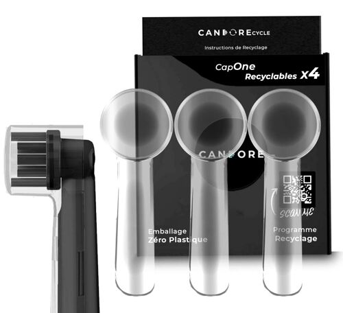 Lot 4 CapOne Capuchons pour brossette, tête de brosse à dents, compatible avec Oral b