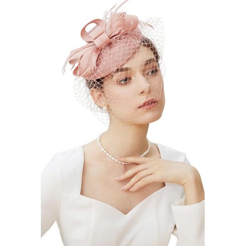 Rose - Coiffure de mariage en lin vintage européen et américain, ornement de cheveux en plumes, bandeau de cheveux en maille florale, accessoire de robe de soirée