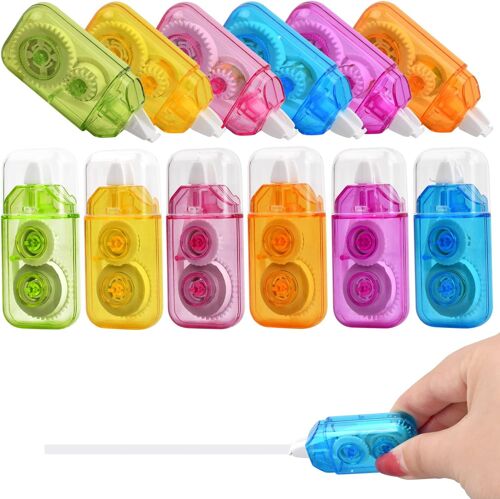 Rainbow-12pcs Ruban Correcteur, 4m X 5mm Blanc Ruban Correcteur Pour Souris, Ruban Correcteur, Rouleaux Correcteurs Pour Étudiants Et Enfants, Rouleaux Correcteurs Pour Écoles Et Bureaux.