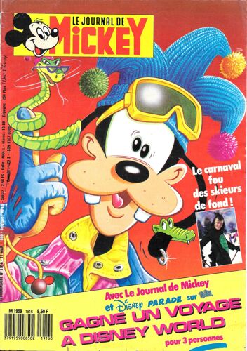 Le Journal De Mickey N° 1916 (11/03/1989) - Portrait : Pierre Richard / Poster : Chien De Concours (1939) Collection Des Affiches De L'âge D'or Du Journal De Mickey