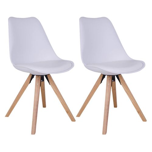 Nibben - Lot De 2 Chaises Blanches Et Piétement Hévéa