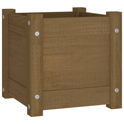 Vidaxl Jardinière Extérieur Marron Miel 31x31x31 Cm Bois De Pin Massif