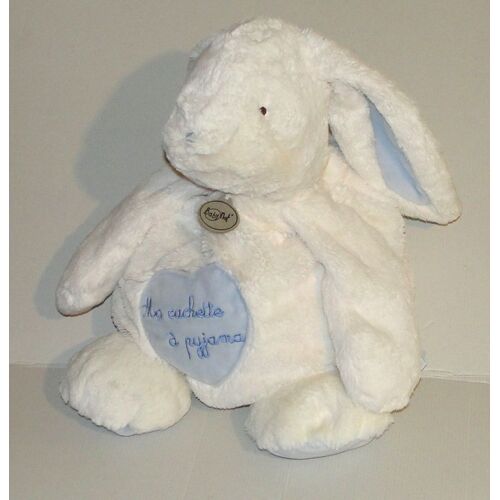 Peluche Lapin Blanc Crême Range Pyjama Baby Nat - Doudou Lapin Ma Cachette A Pyjama 42 Cm