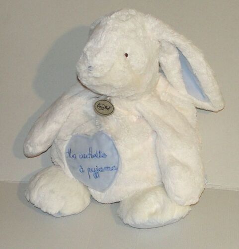 Peluche Lapin Blanc Crême Range Pyjama Baby Nat - Doudou Lapin Ma Cachette A Pyjama 42 Cm