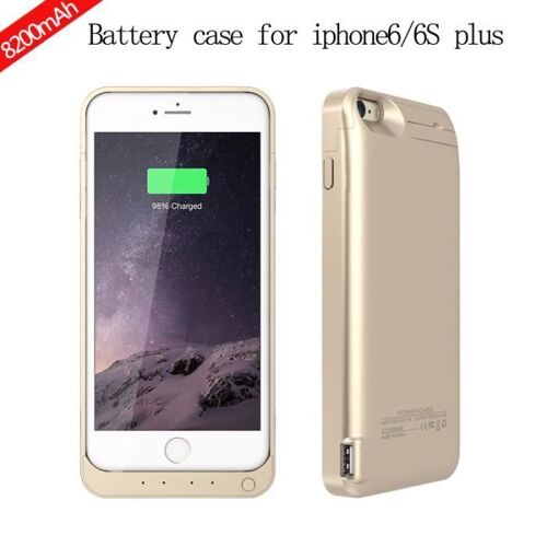 Coque Batterie pour iPhone 6 - iPhone 6S Plus 8200mAh Coque Chargeur Rechargeable Batterie (D'or)