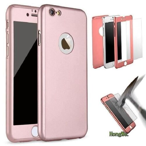 RongLe Coque intégrale iPhone 5-5S Rose + Verre trempé