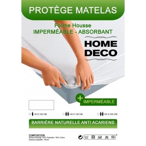 Protège Matelas Imperméable, Absorbant Et Anti-Acariens 90 X 190 Cm