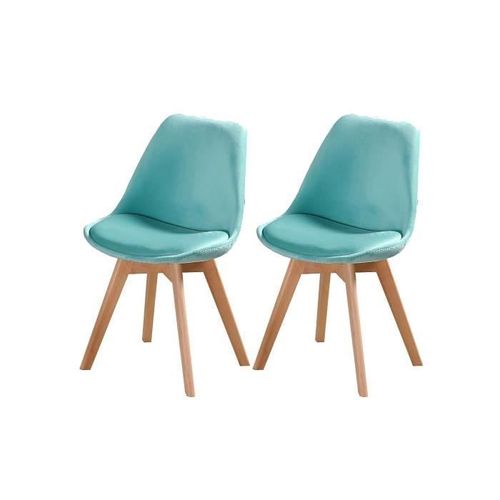 Enjoy Lot De 2 Chaises Design Scandinave Vert Menthe Bois Naturel