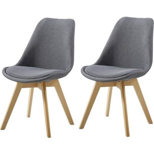 Stone Lot De 2 Chaises Design Scandinave Gris Foncé Bois Naturel