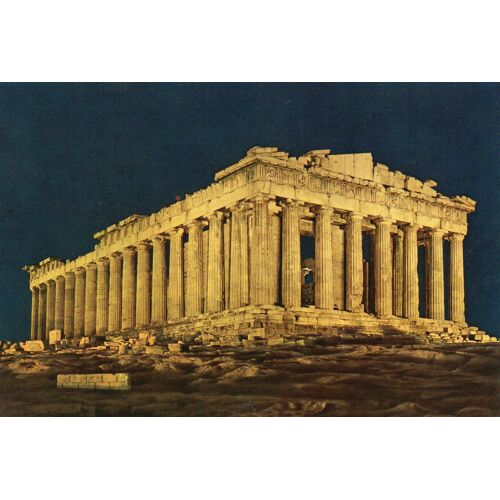 Carte Postale Couleur -Athenes -Le Parthenon Illumine