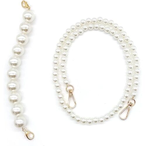 2 PièCes Perle PoignéE ChaîNe Sac PoignéE ChaîNe à BandoulièRe Imitation Perle PoignéE ChaîNe Sac à Main ChaîNes BandoulièRe 80 Cm Et 25 Cm,ChaîNe De Remplacement Pour Sac à BandoulièRe Pour Femme