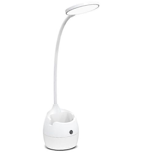 Lampe De Bureau Led 1200mah, 3 Modes De Couleur, Lampe De Bureau Avec Porte-Stylo 360flexible Col De Cygne Pour Le Bureau À Domicile, Blanc
