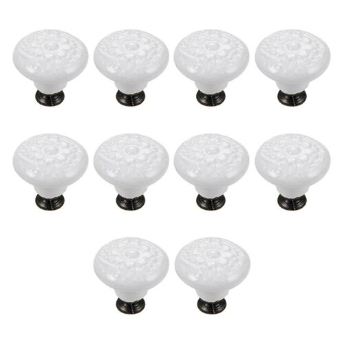 10 Pcs Tiroir Poignées De Traction Rond Armoire Boutons Vintage En Céramique Boutons De Porte pour Placard Armoire Garde-Robe Commode Blanc