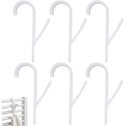 Blanc - Lot de 6 crochets de salle de bain, porte-serviettes, porte-serviettes, crochet de radiateur, plastique, porte-serviettes chauffant, porte-serviettes flexible, pour salle de bain et cuisine