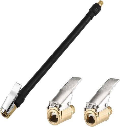 Tuyau De Gonflage De Pneus 20 Cm Tuyau D'air Noir Tuyau De Gonflage De Pneus Avec 2 Adaptateurs De Pompe À Air, Tuyau Pour Gonfler Les Pneus De Voiture