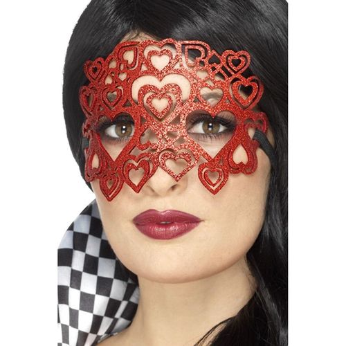 Masque À Paillettes Coeurs Rouges Adulte Taille Unique