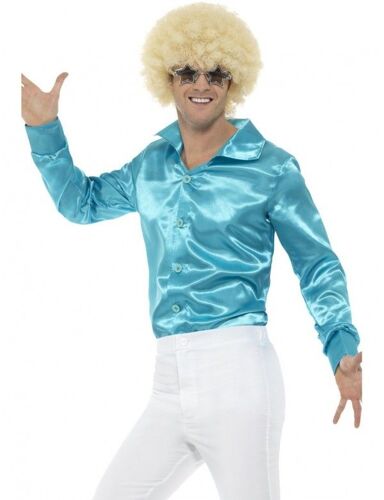 Chemise Satinée Turquoise Homme Large