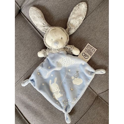 Doudou Lapin Mots D Enfants Siplec Bleu Gris Phosphorescent