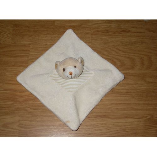Doudou Ours Bear Bar Orso Plat Carre Blanc Crème Beige Marin 19 Cm Jolly Baby