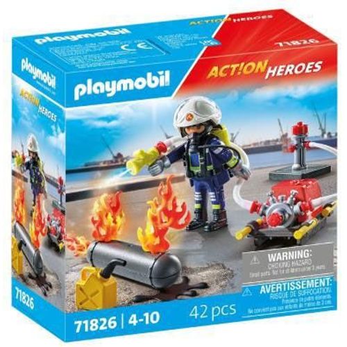 Playmobil Action Heroes 71826 - Pompier Pompe À Eau Et Réservoir Enflammé