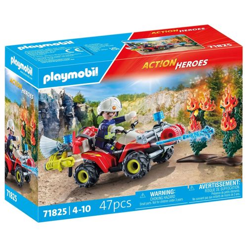 Playmobil Action Heroes 71825 - Pompier Avec Quad Et Arbustes Enflammés