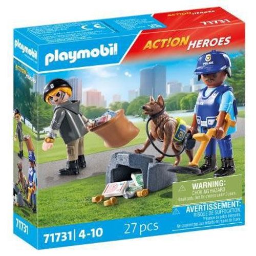 Playmobil Action Heroes 71731 - Policier Avec Chien De Recherche Et Voleur