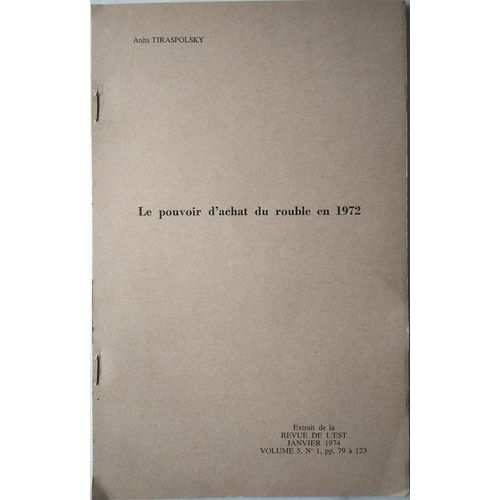 Le Pouvoir D'Achat Du Rouble En 1972 Article