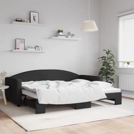 Prolenta Premium - Lit De Jour Avec Gigogne Sans Matelas Noir 90x200 Cm