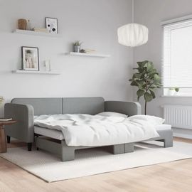 Prolenta Premium - Lit De Jour Avec Gigogne Sans Matelas Gris Clair 100x200 Cm