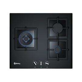 Balay 3ETG663HN - Table de cuisson au gaz - 3 plaques de cuisson - Niche - largeur : 56 cm - profondeur : 48 cm - noir - avec bord à facettes - noir