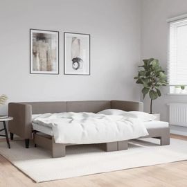 Prolenta Premium - Lit De Jour Avec Gigogne Sans Matelas Taupe 90x200 Cm