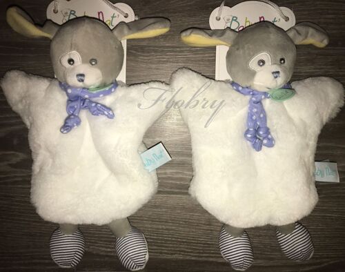 Doudou Chien Baby Nat Marionnette Les Douillettes Lot De Deux Doudous Chiens Babynat Blancs